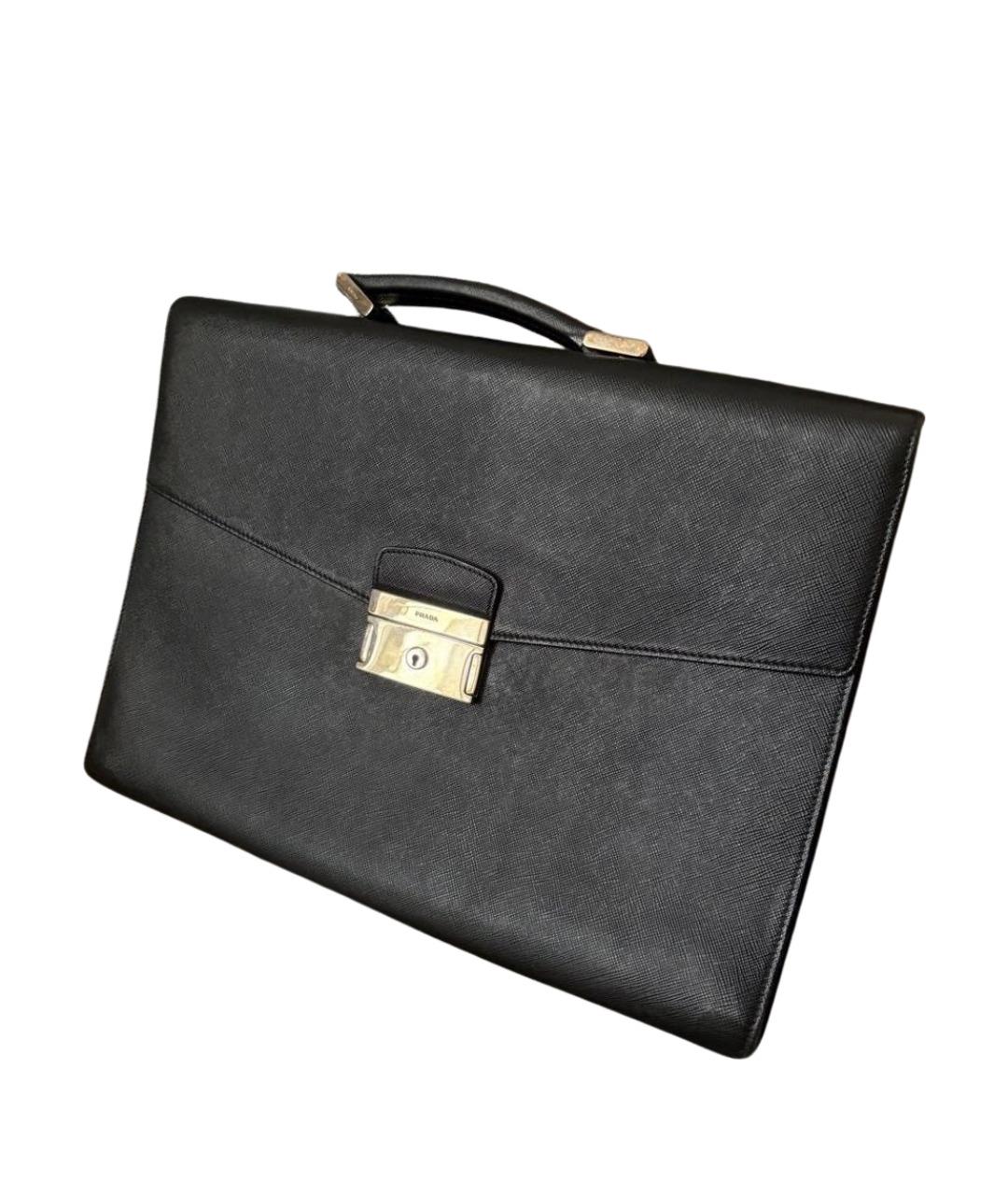 PRADA Черный кожаный портфель, фото 2