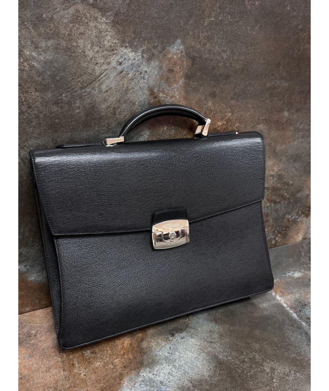 DUPONT Черный кожаный портфель, фото 5