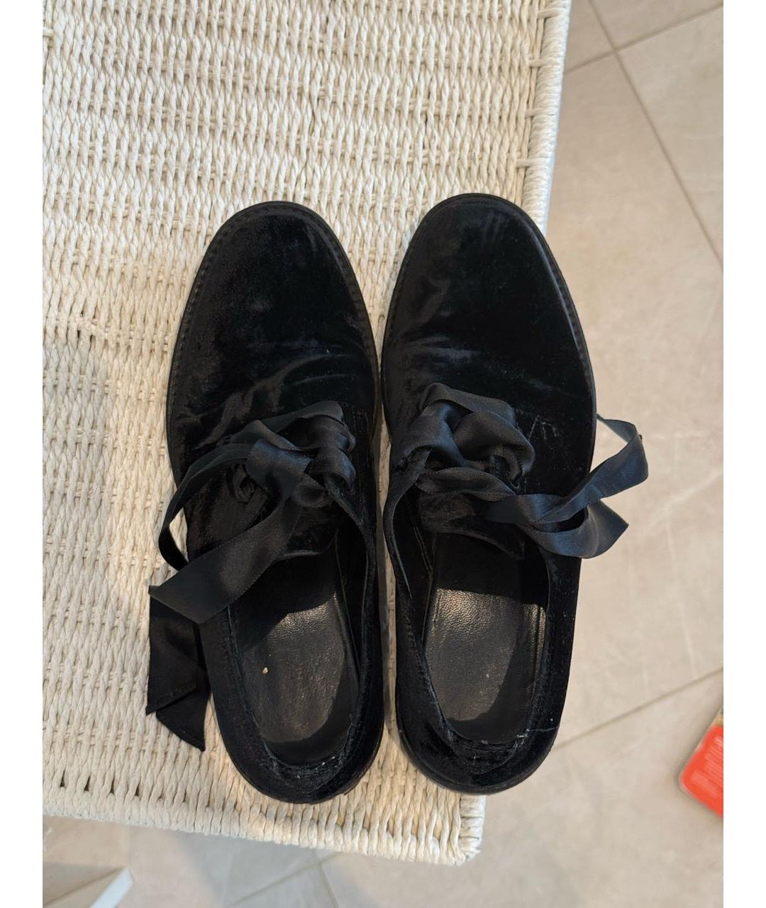 SAINT LAURENT Черные бархатные брогги и оксфорды, фото 3