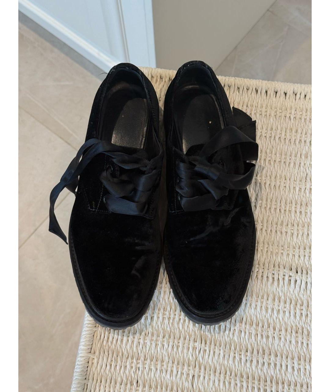 SAINT LAURENT Черные бархатные брогги и оксфорды, фото 2