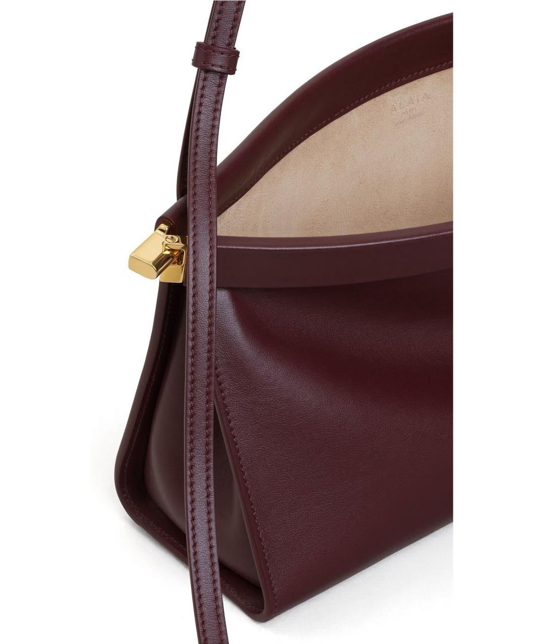 ALAIA Бордовая кожаная сумка с короткими ручками, фото 3