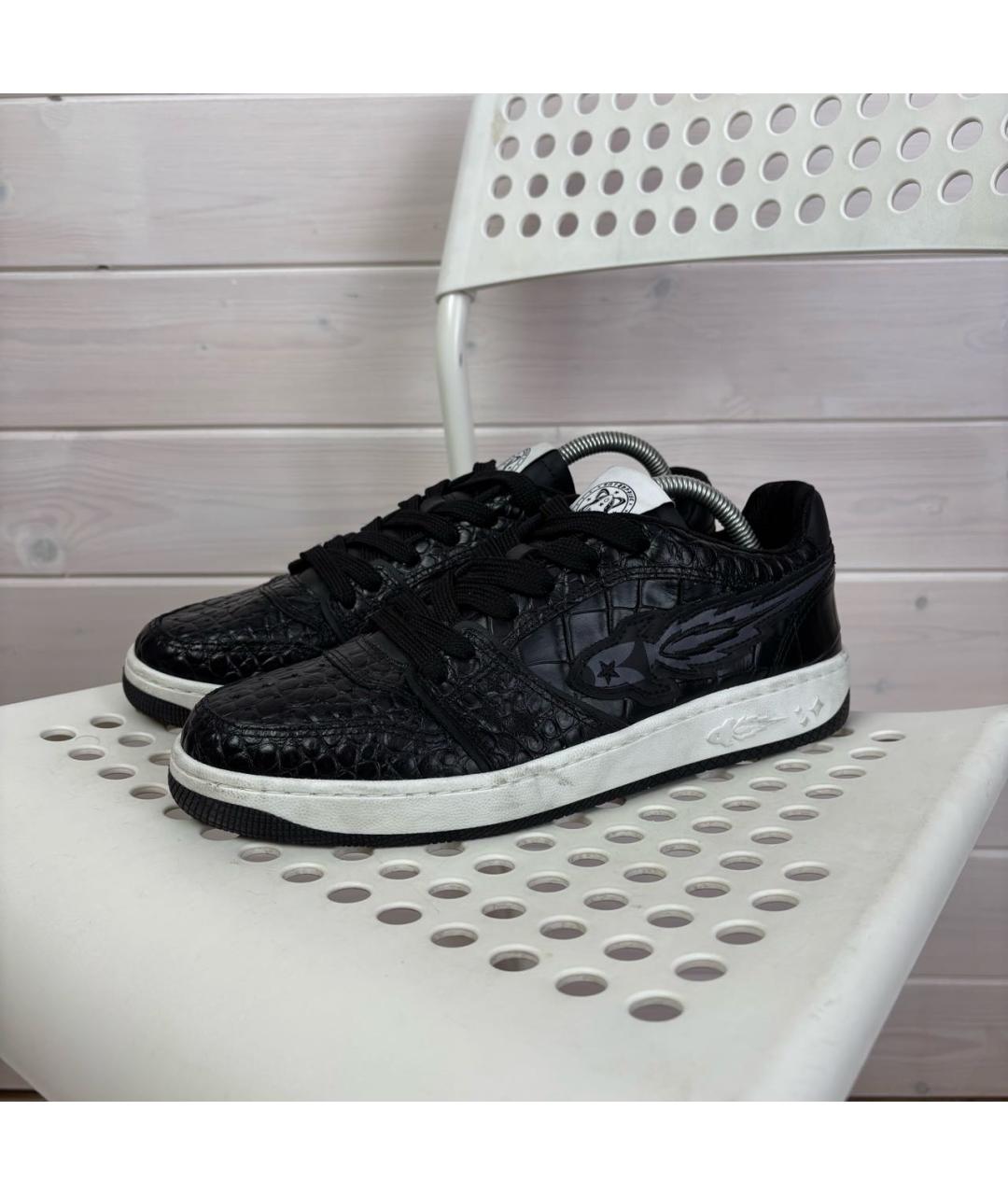 ENTERPRISE JAPAN Черные кожаные низкие кроссовки / кеды, фото 9