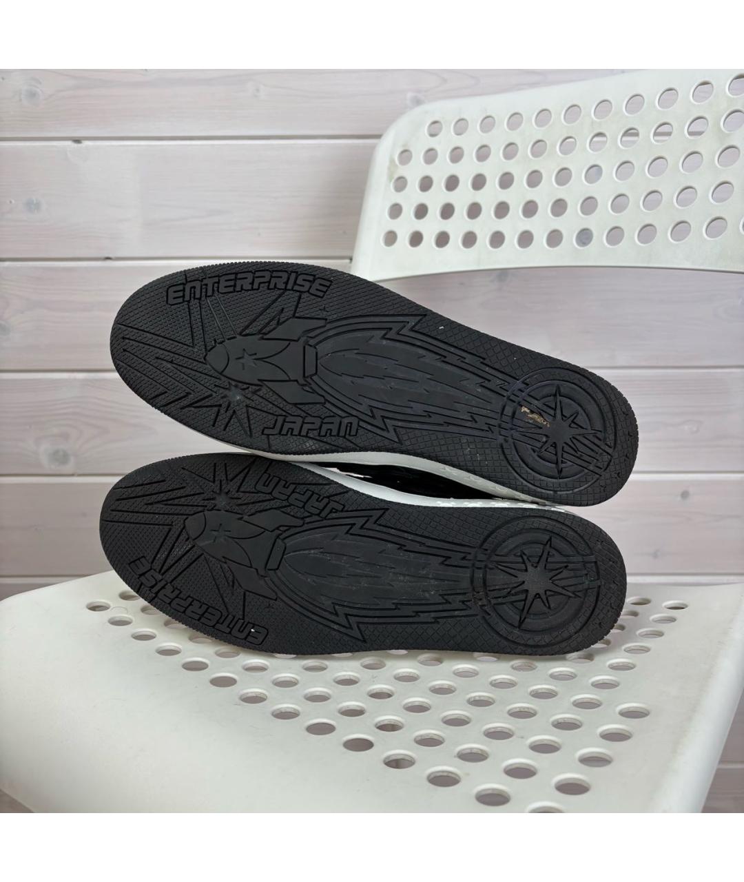 ENTERPRISE JAPAN Черные кожаные низкие кроссовки / кеды, фото 4
