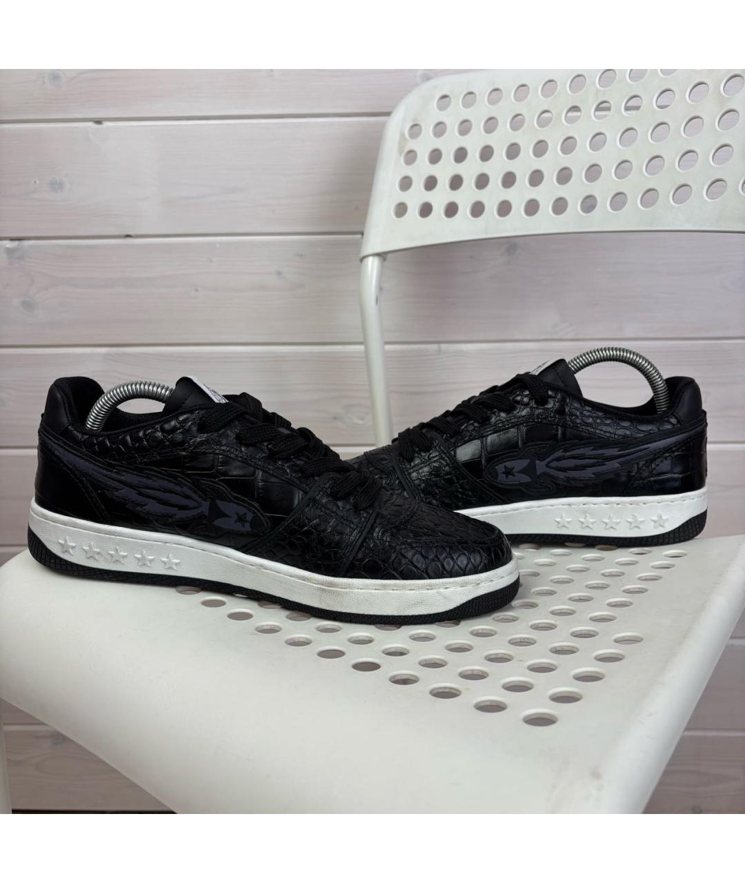 ENTERPRISE JAPAN Черные кожаные низкие кроссовки / кеды, фото 3