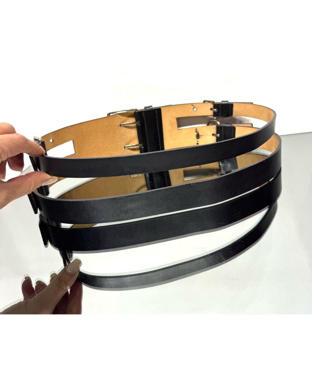 ALEXANDER MCQUEEN Черный кожаный ремень, фото 4