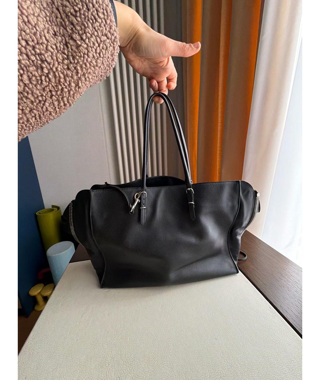 BALENCIAGA Черная кожаная сумка тоут, фото 3