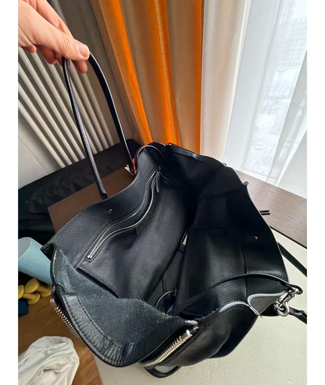 BALENCIAGA Черная кожаная сумка тоут, фото 4