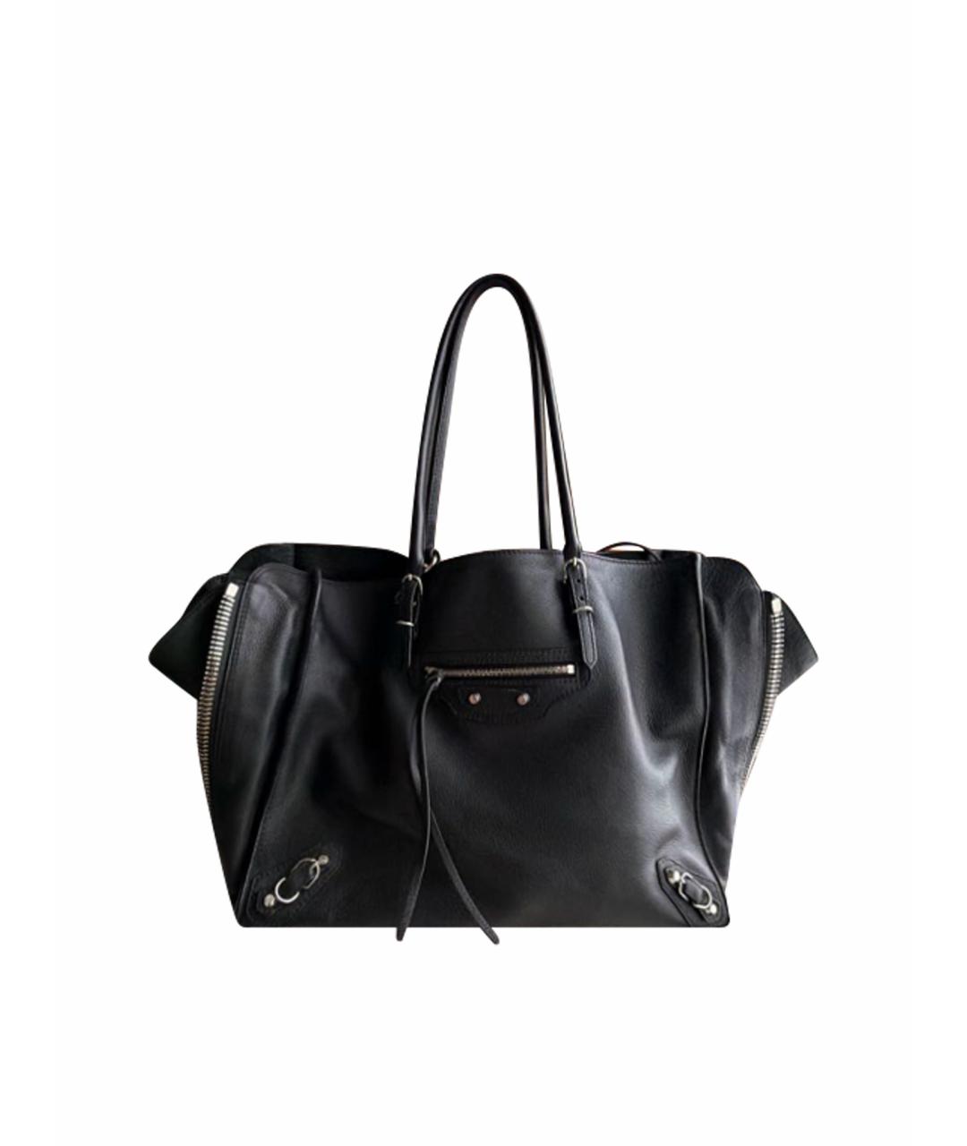 BALENCIAGA Черная кожаная сумка тоут, фото 1