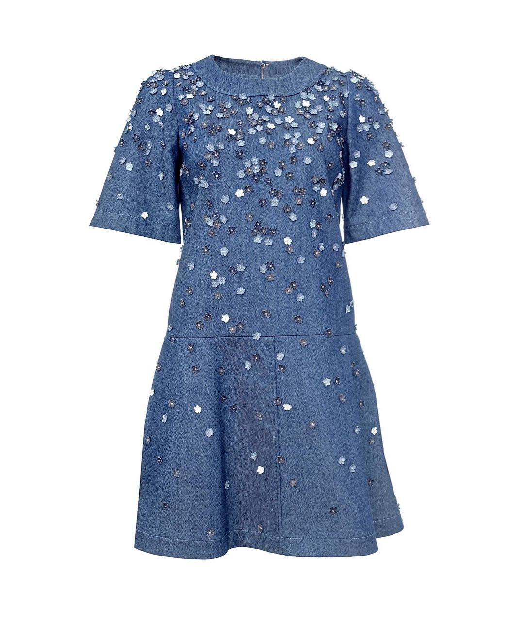 DOLCE&GABBANA Синее хлопко-эластановое повседневное платье, фото 9