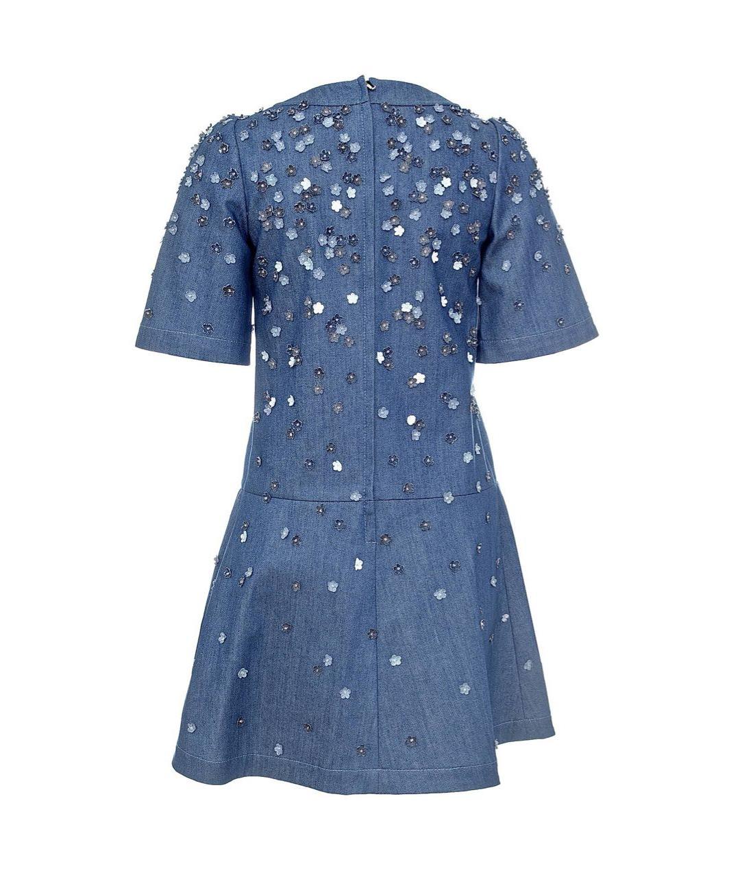 DOLCE&GABBANA Синее хлопко-эластановое повседневное платье, фото 2