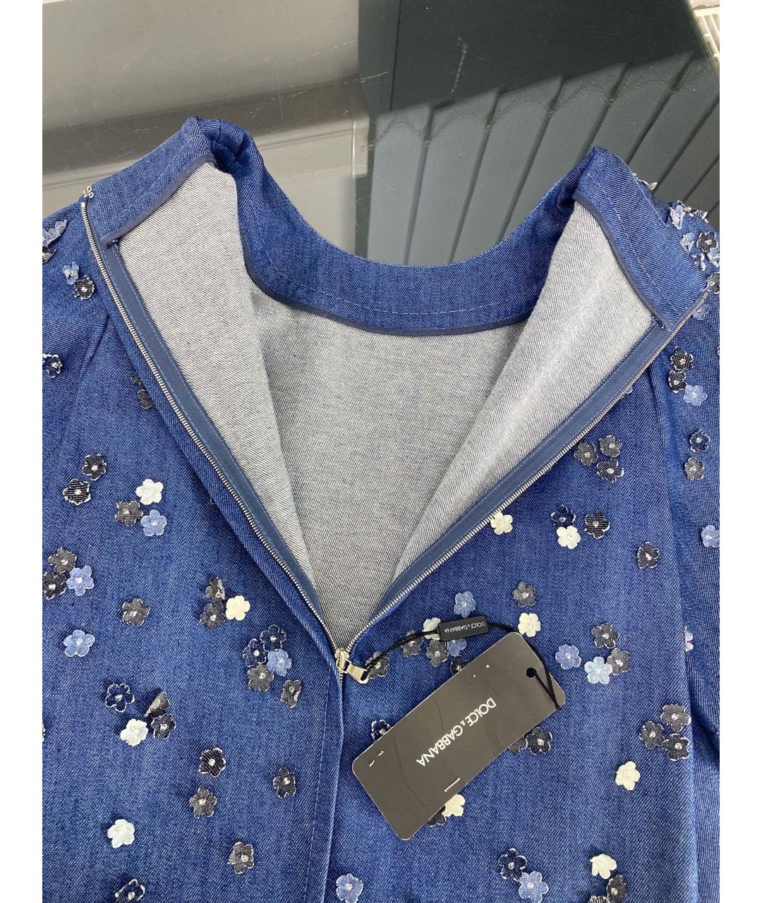 DOLCE&GABBANA Синее хлопко-эластановое повседневное платье, фото 3