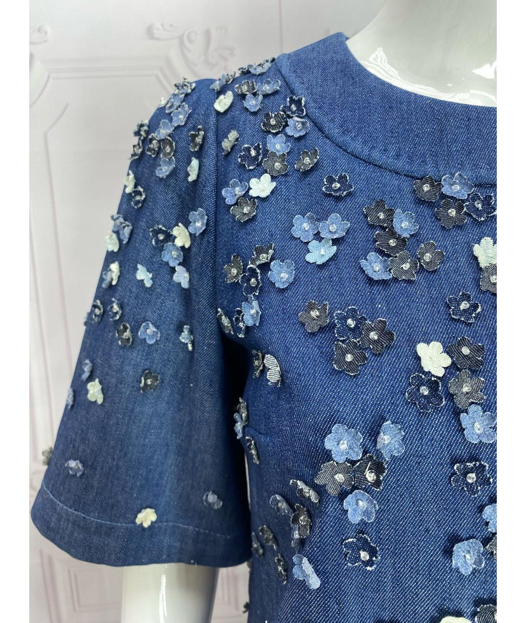 DOLCE&GABBANA Синее хлопко-эластановое повседневное платье, фото 8