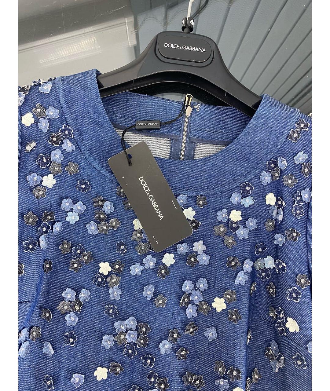 DOLCE&GABBANA Синее хлопко-эластановое повседневное платье, фото 4