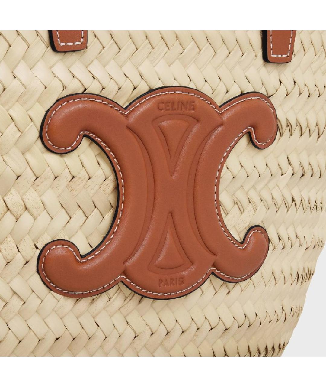 CELINE Бежевая пелетеная сумка с короткими ручками, фото 5