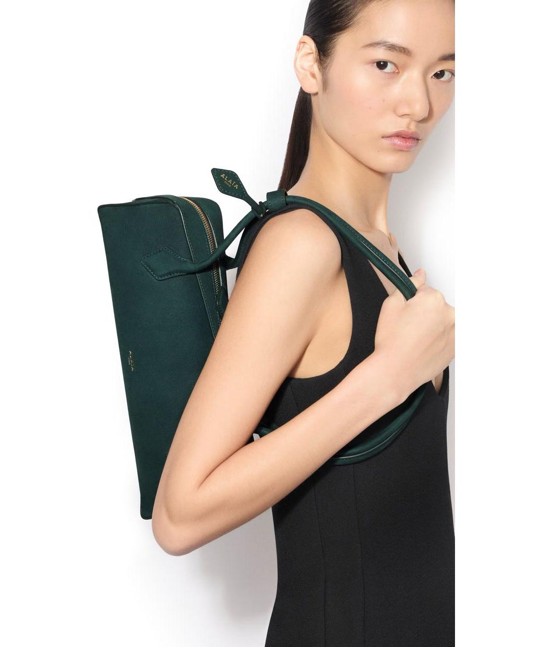ALAIA Зеленая кожаная сумка с короткими ручками, фото 4