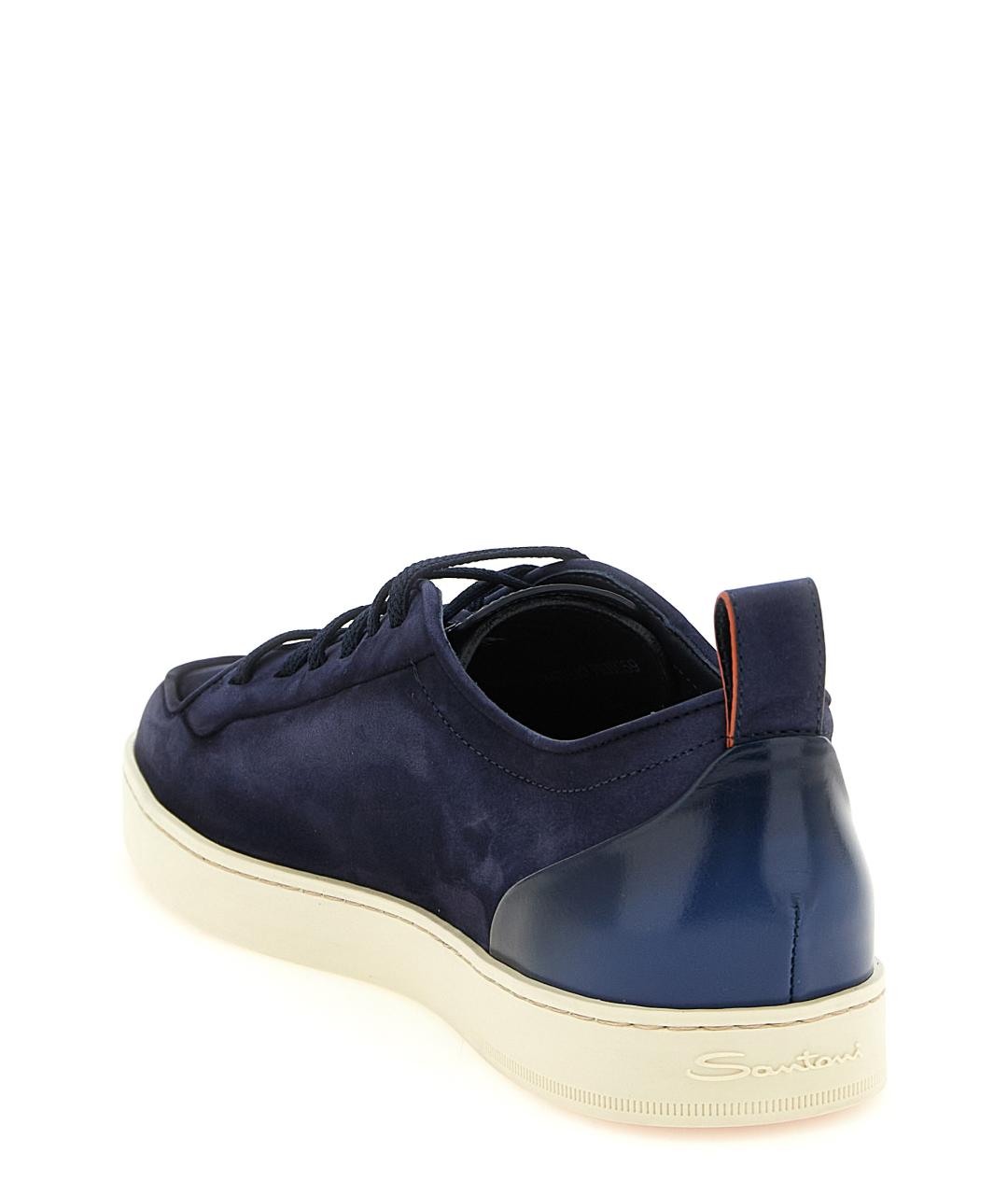 SANTONI Синие кожаные низкие кроссовки / кеды, фото 3