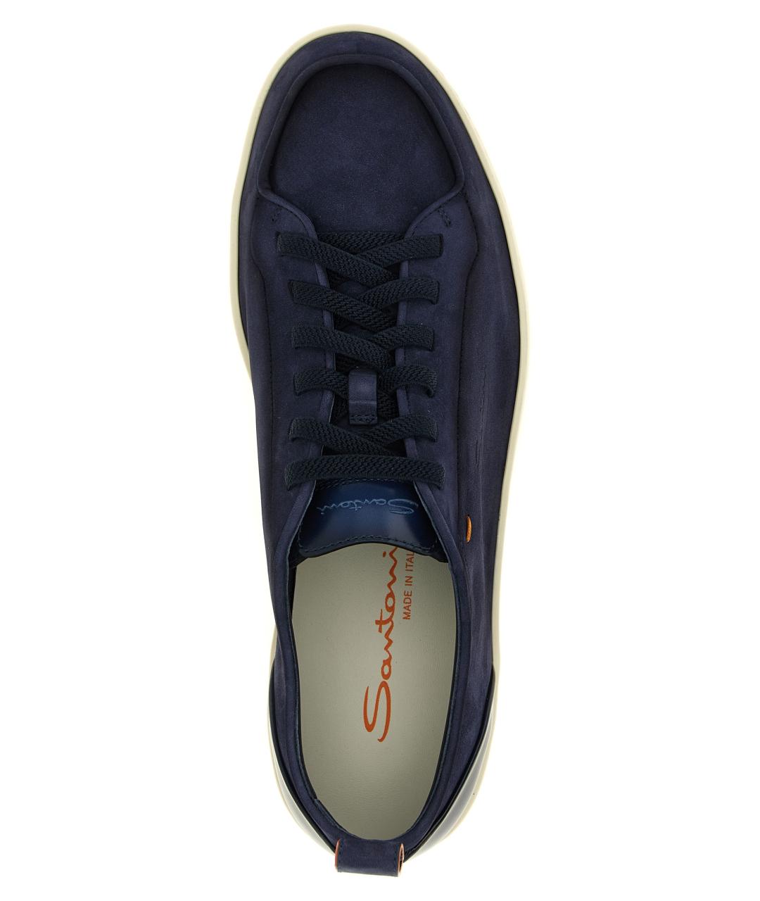 SANTONI Синие кожаные низкие кроссовки / кеды, фото 4