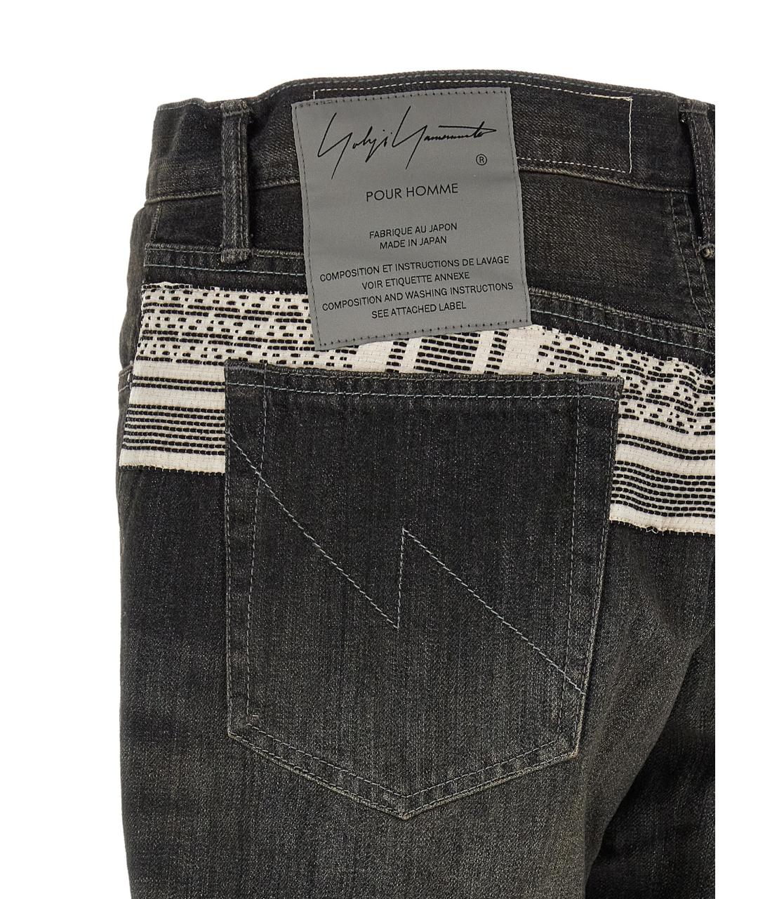 YOHJI YAMAMOTO Черные хлопковые прямые джинсы, фото 5