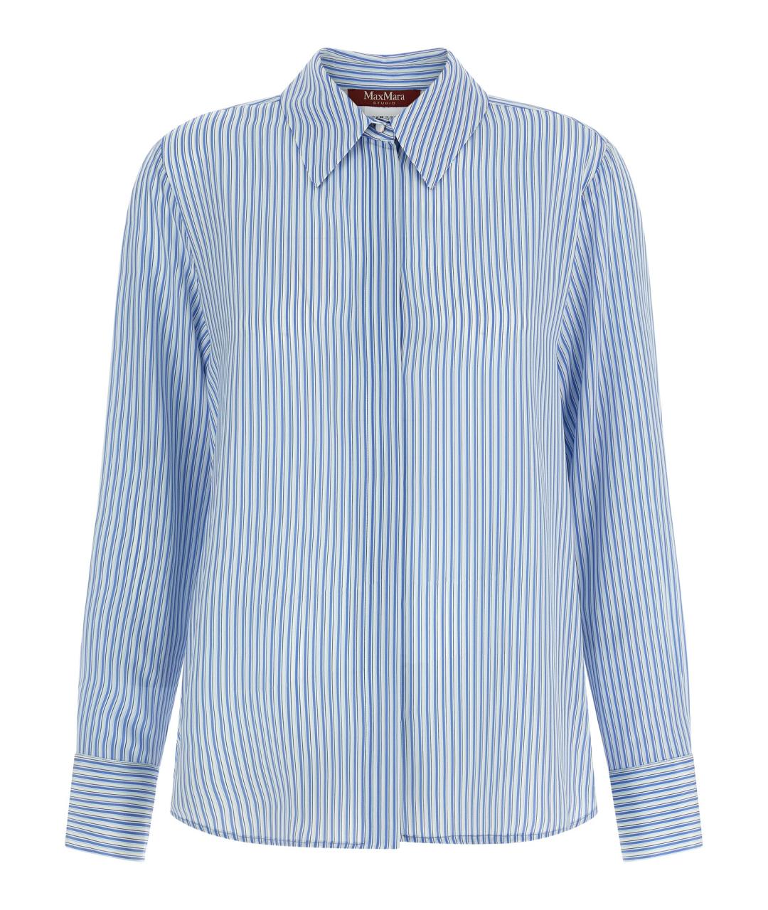 MAX MARA STUDIO Голубая шелковая рубашка, фото 1