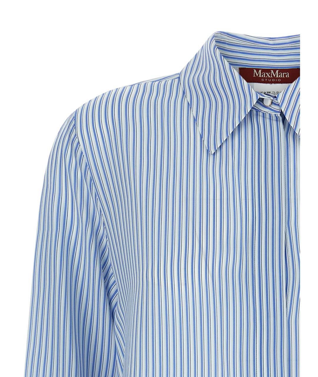 MAX MARA STUDIO Голубая шелковая рубашка, фото 3
