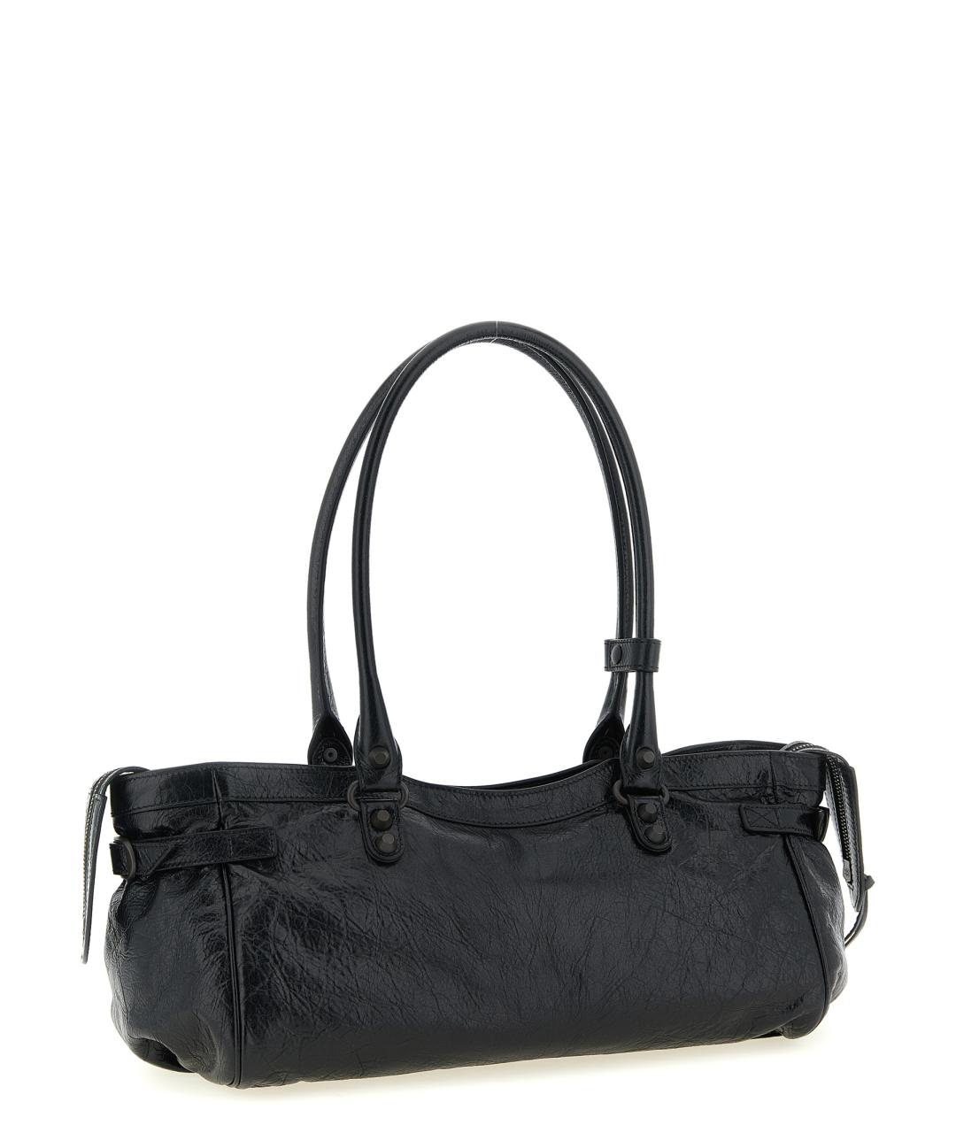 BALENCIAGA Черная кожаная сумка через плечо, фото 2