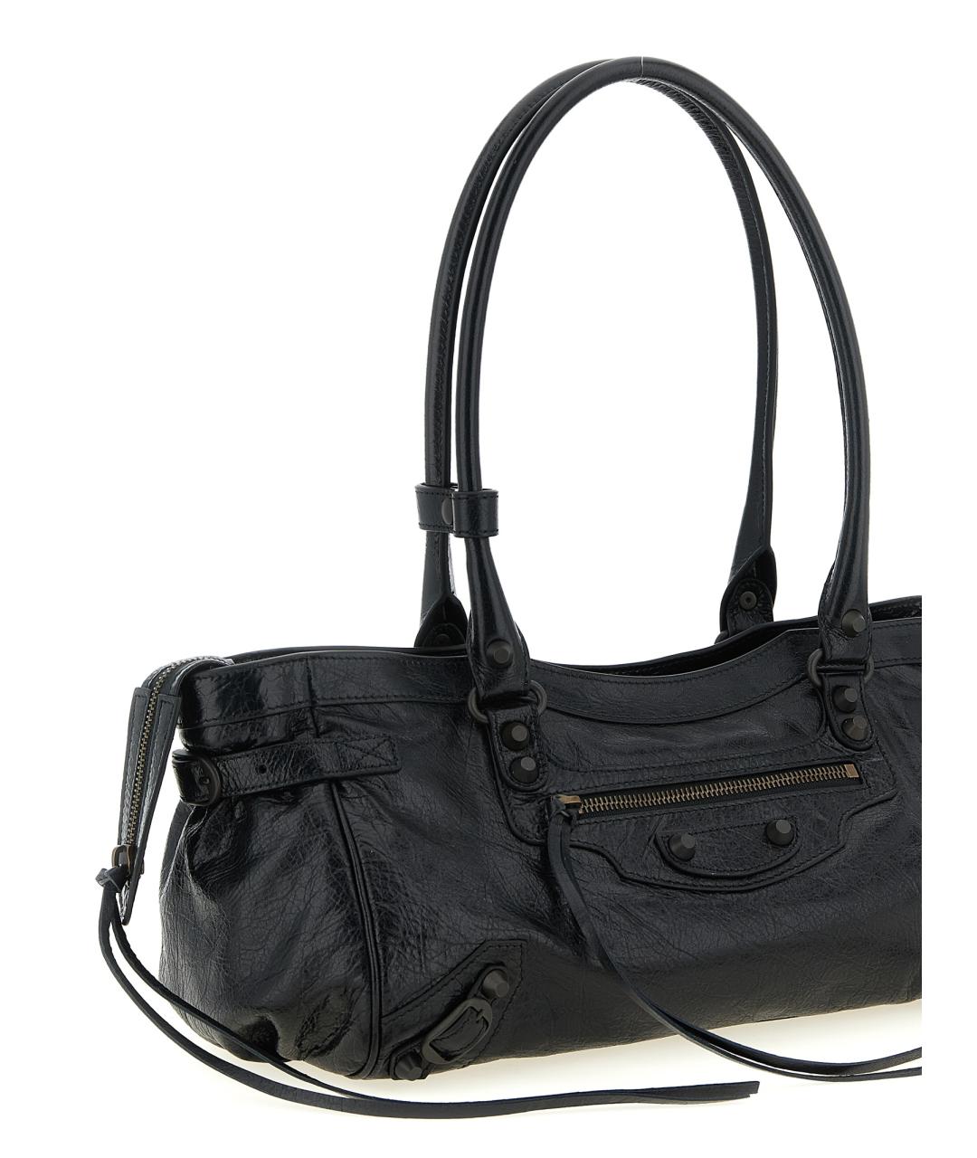 BALENCIAGA Черная кожаная сумка через плечо, фото 3