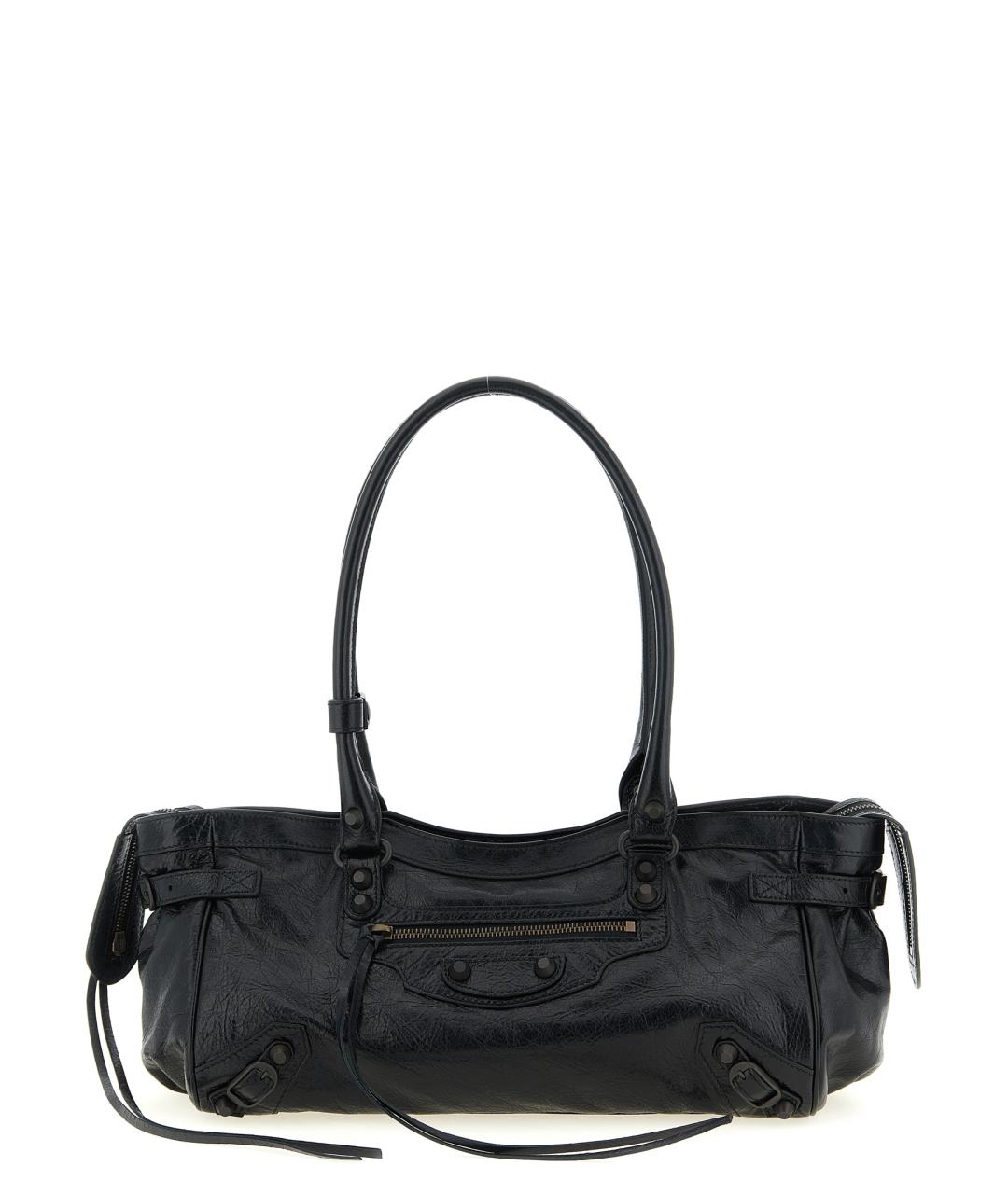 BALENCIAGA Черная кожаная сумка через плечо, фото 1