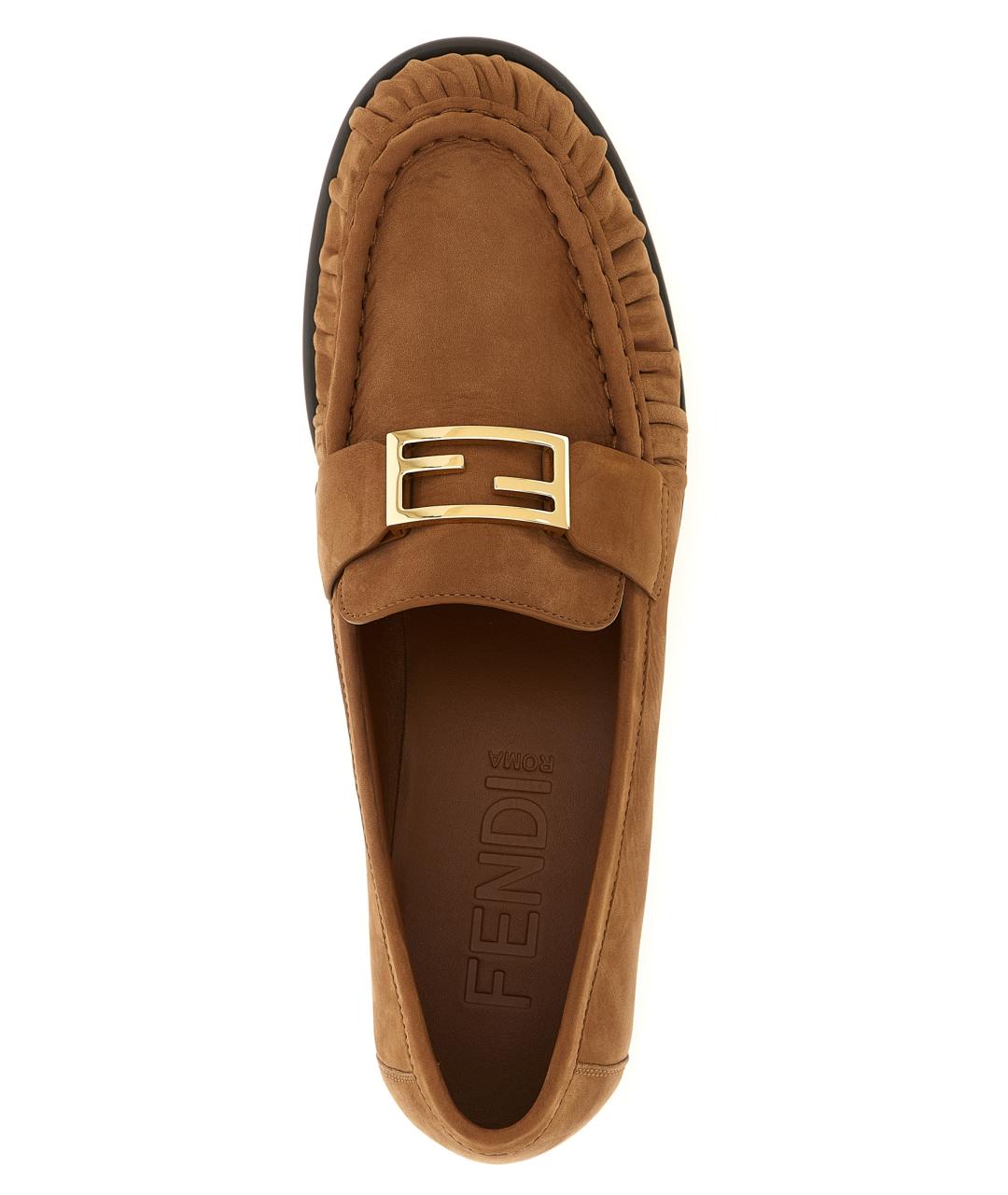 FENDI Коричневые замшевые лоферы, фото 4