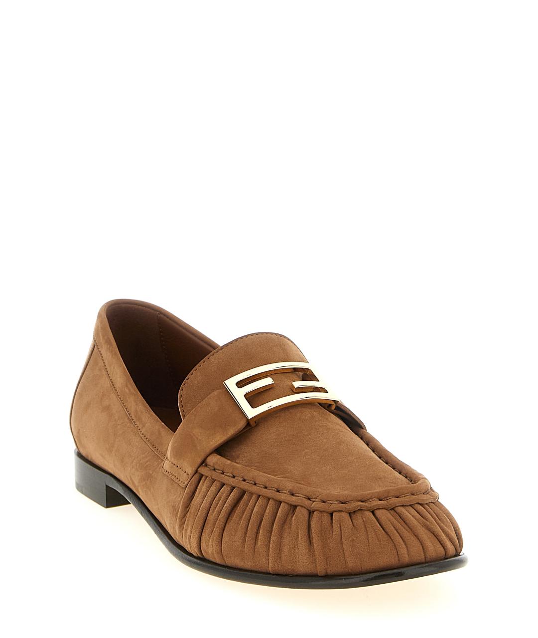 FENDI Коричневые замшевые лоферы, фото 2