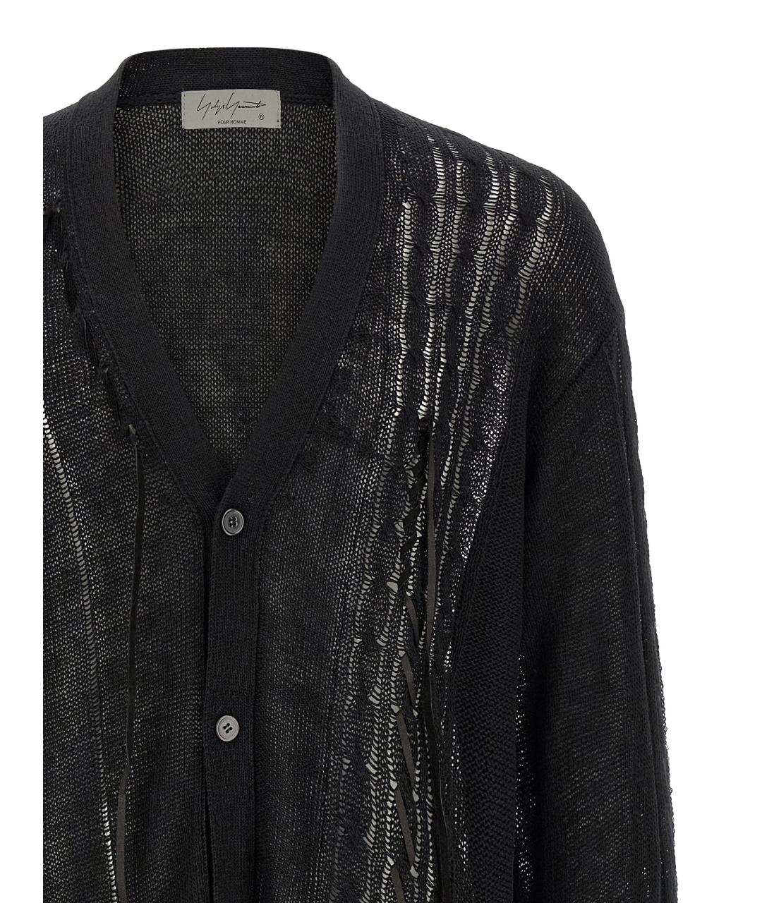 YOHJI YAMAMOTO Черный льняной кардиган, фото 3