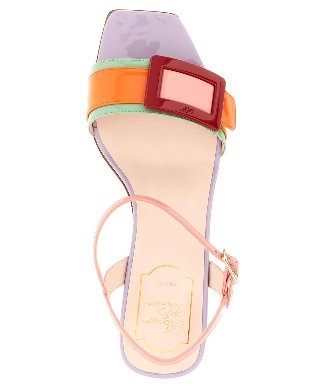 ROGER VIVIER Мульти босоножки из лакированной кожи, фото 4