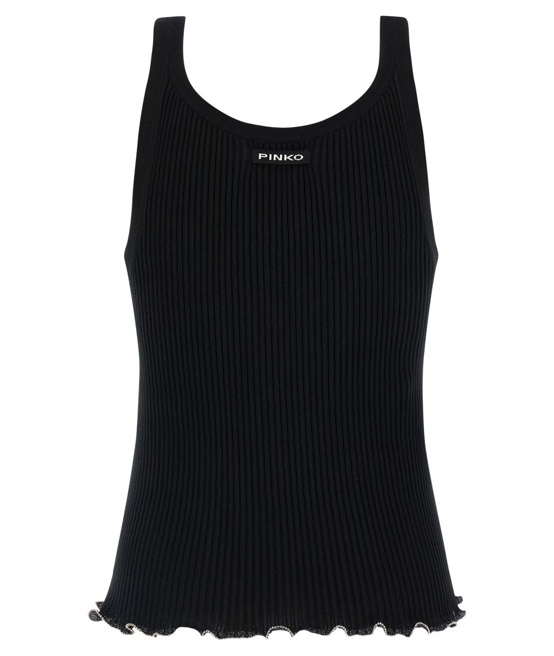 PINKO Черная хлопковая майка, фото 2
