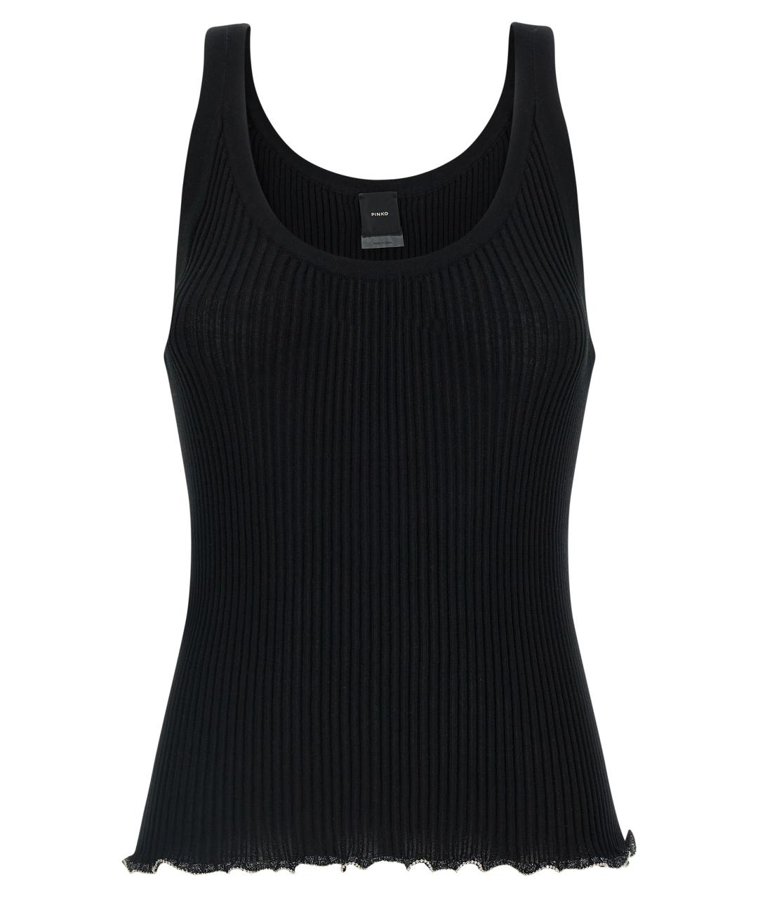 PINKO Черная хлопковая майка, фото 1