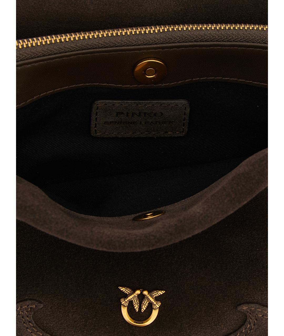 PINKO Коричневая замшевая сумка через плечо, фото 4