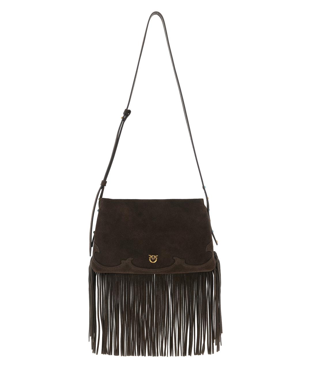 PINKO Коричневая замшевая сумка через плечо, фото 1