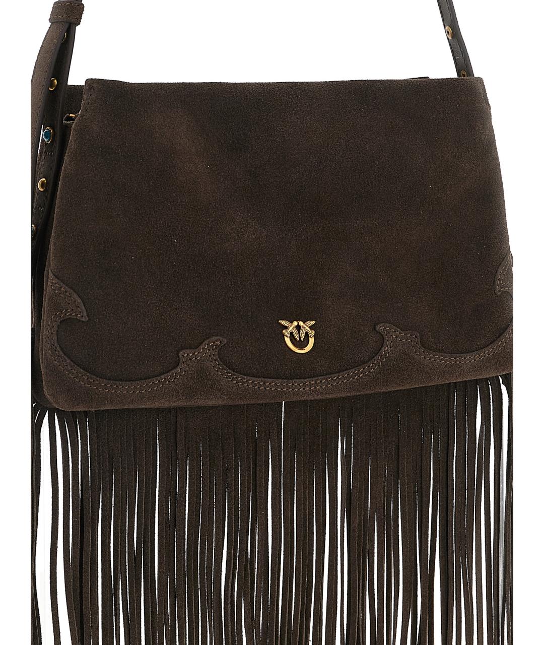 PINKO Коричневая замшевая сумка через плечо, фото 3