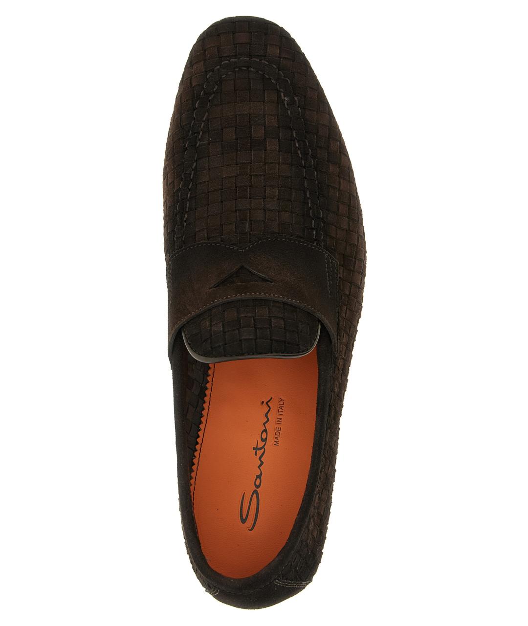 SANTONI Коричневые кожаные лоферы, фото 4