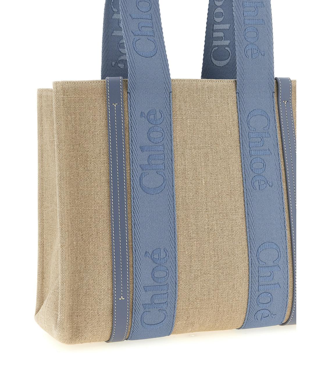 CHLOE Бежевая льняная сумка тоут, фото 3