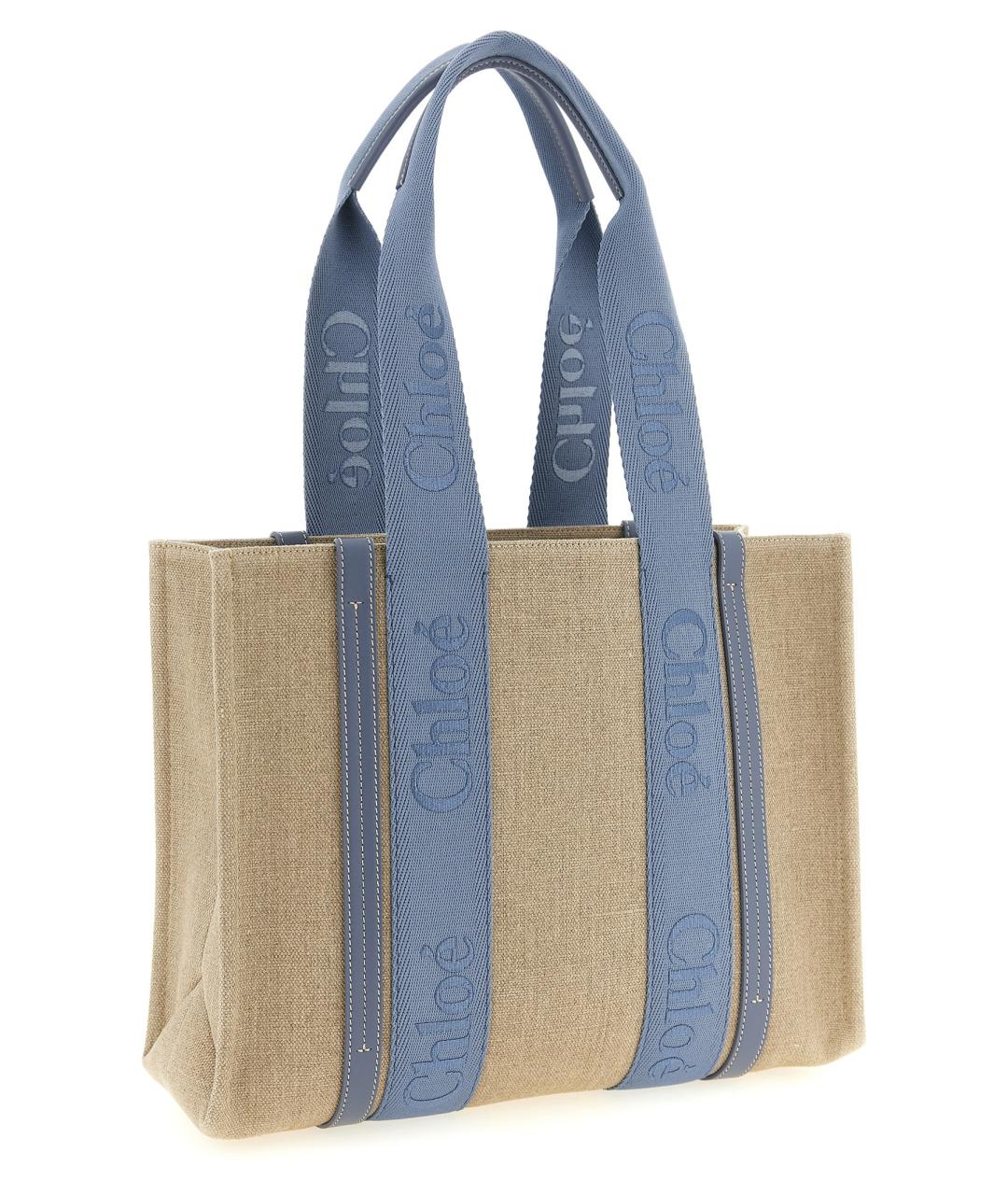 CHLOE Бежевая льняная сумка тоут, фото 2