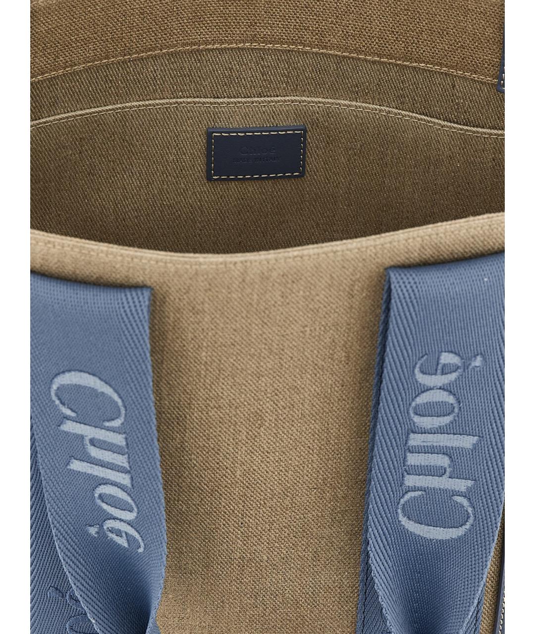 CHLOE Бежевая льняная сумка тоут, фото 4