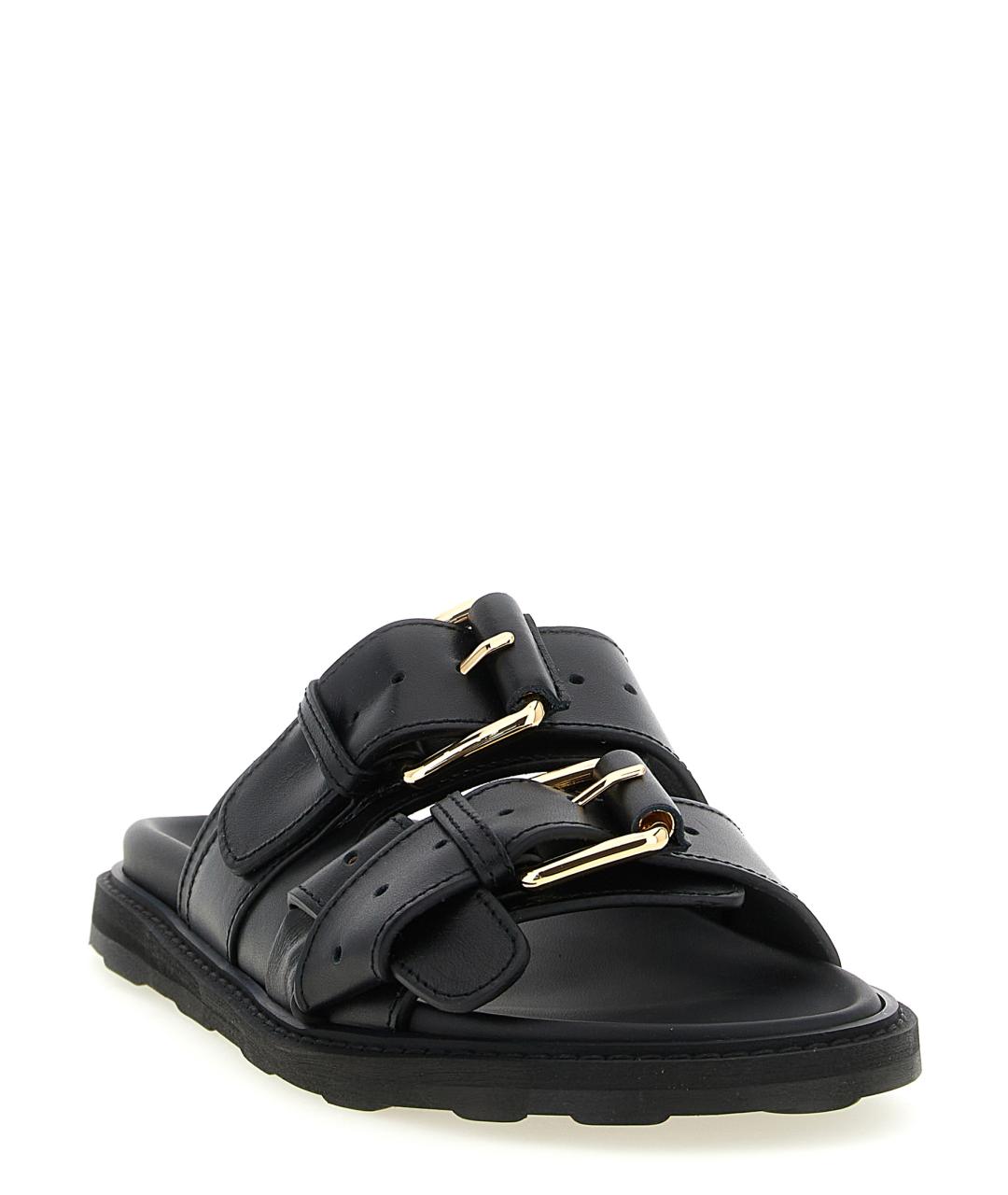 MOSCHINO Черные кожаные шлепанцы, фото 2