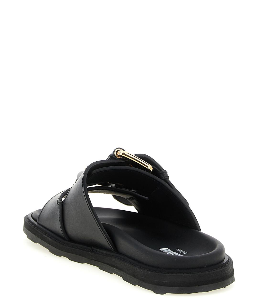 MOSCHINO Черные кожаные шлепанцы, фото 3