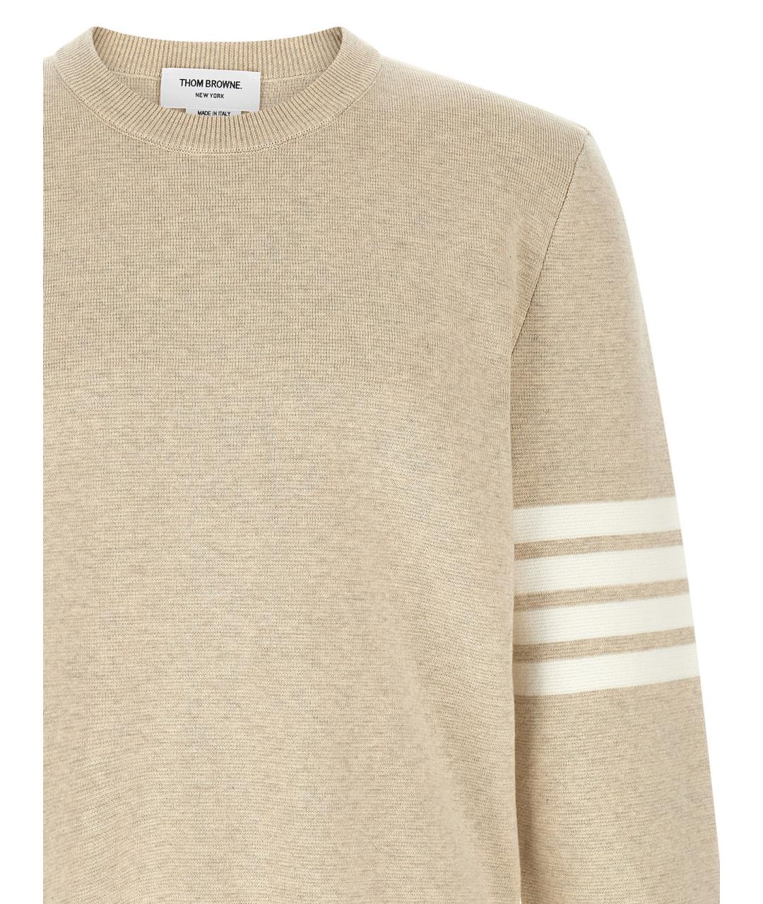 THOM BROWNE Бежевый хлопковый джемпер / свитер, фото 3