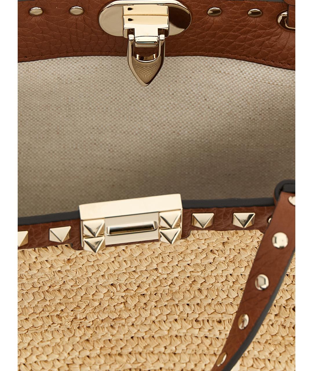 VALENTINO Бежевая пелетеная сумка тоут, фото 4