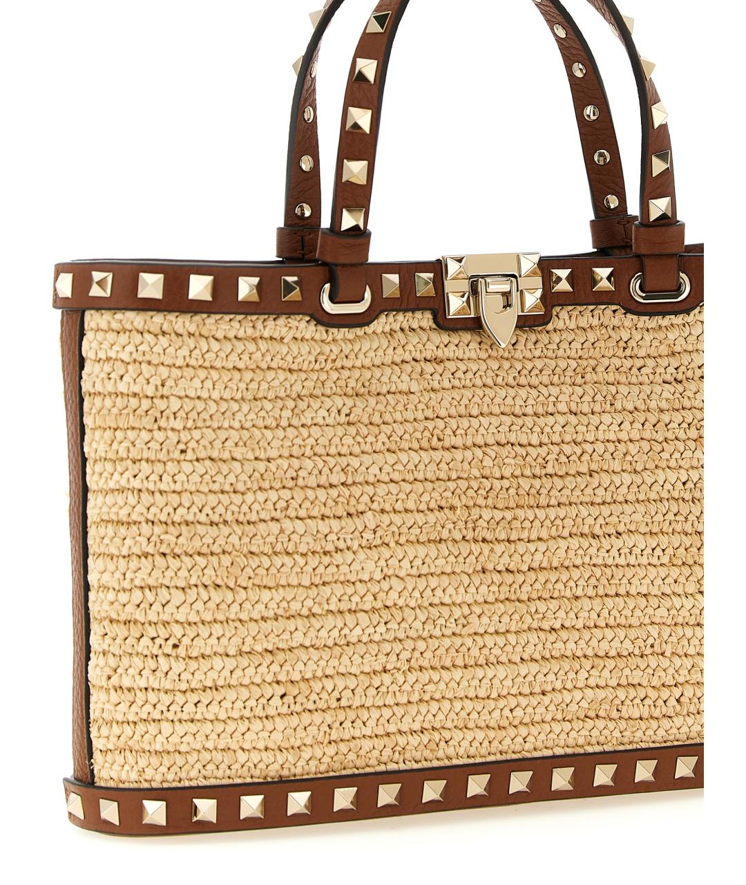 VALENTINO Бежевая пелетеная сумка тоут, фото 3