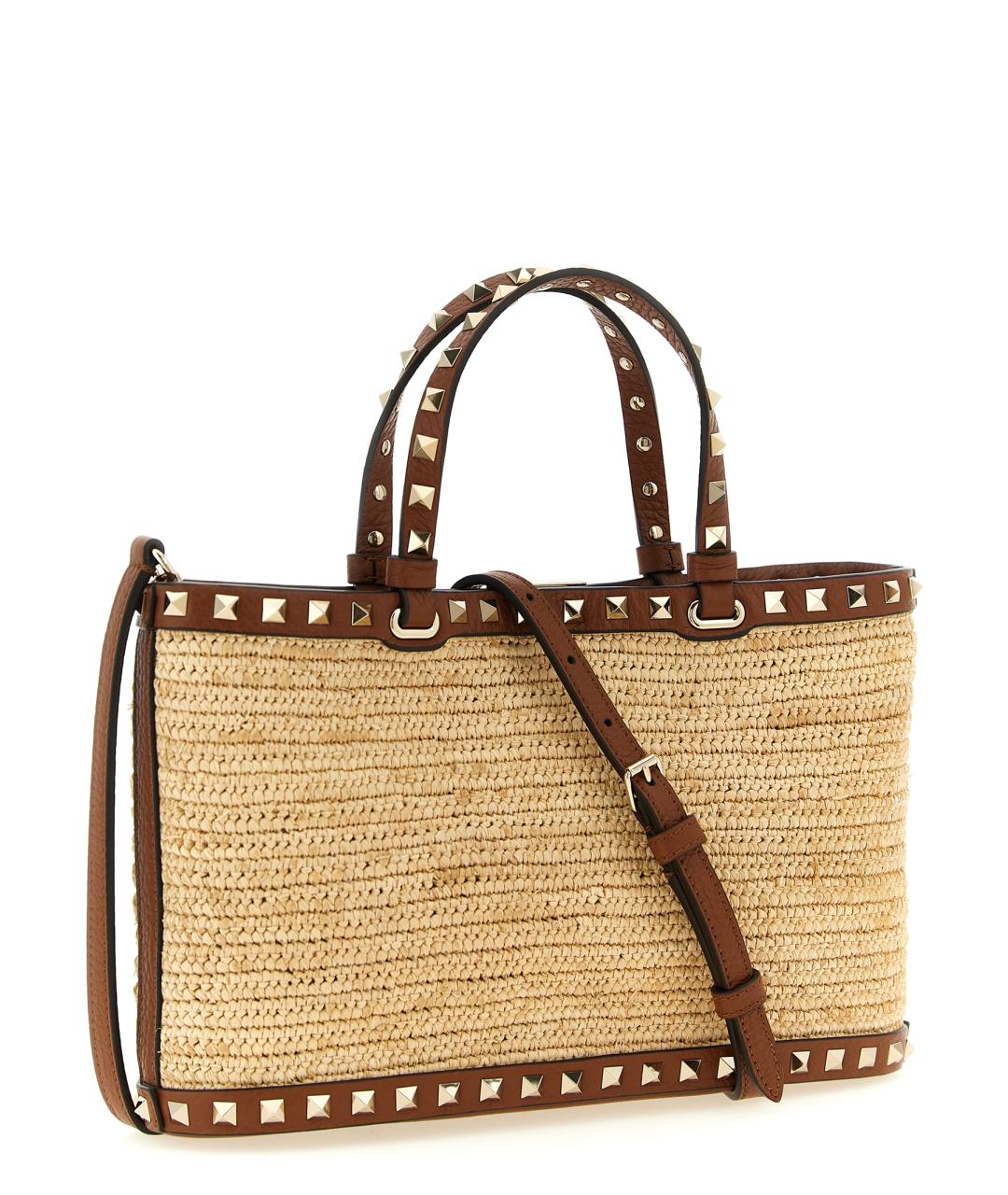 VALENTINO Бежевая пелетеная сумка тоут, фото 2