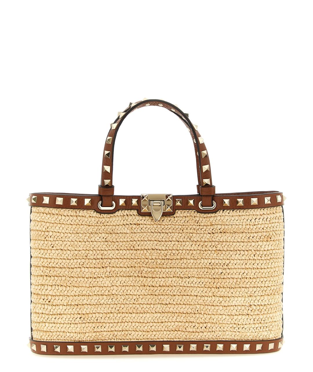 VALENTINO Бежевая пелетеная сумка тоут, фото 1