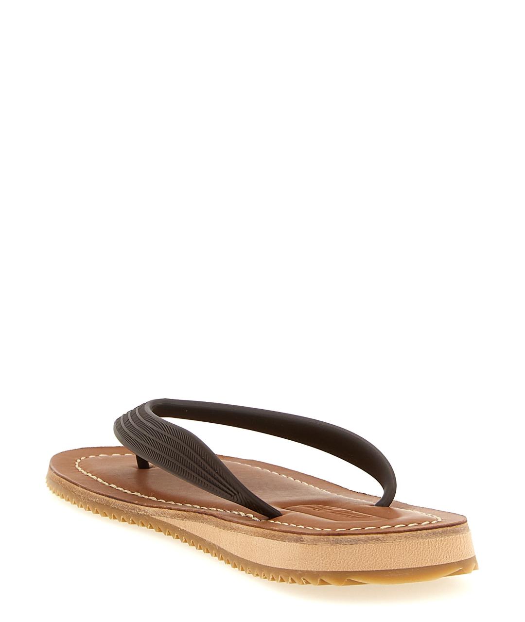 MIU MIU Коричневые кожаные шлепанцы, фото 3