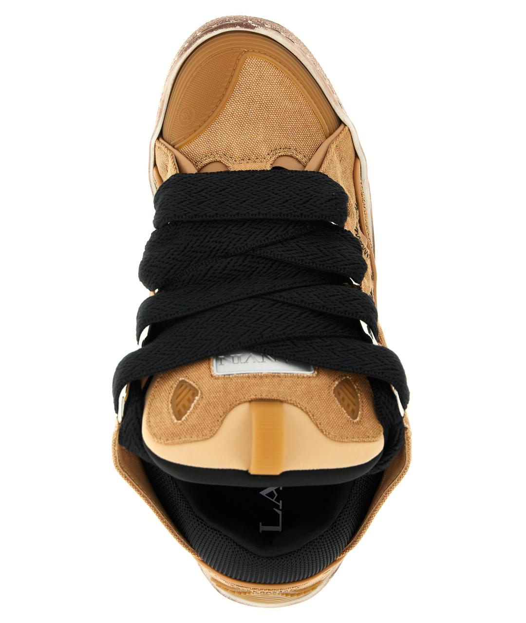 LANVIN Коричневые текстильные низкие кроссовки / кеды, фото 4