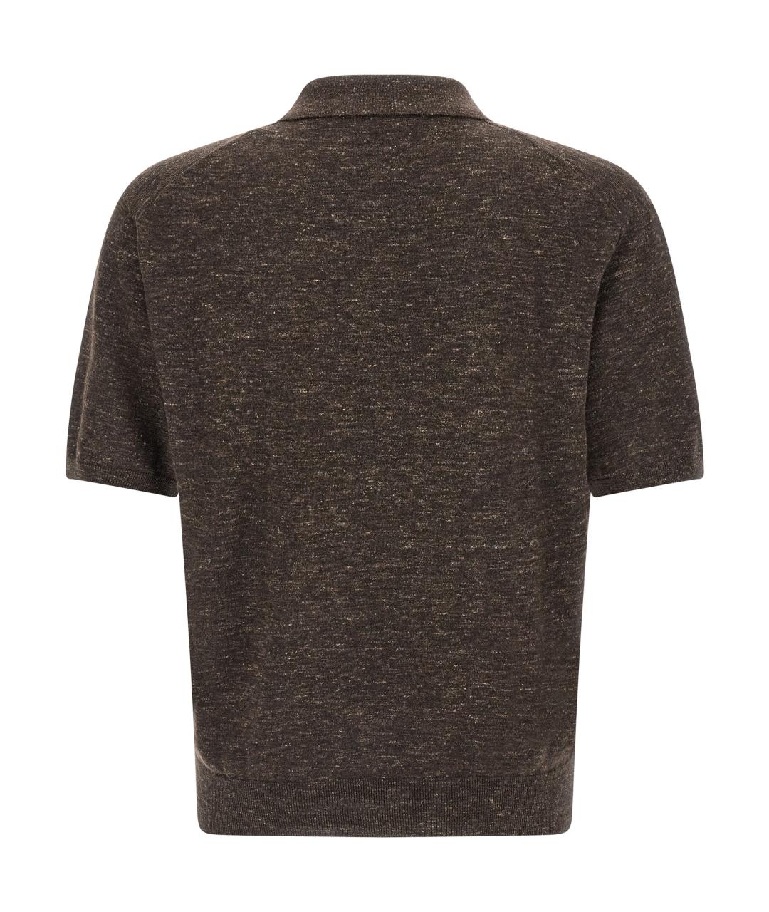 THE ROW Коричневое хлопко-шерстяное поло с коротким рукавом, фото 2